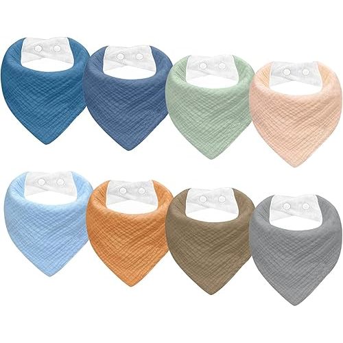 VOMARHUG Muslin Baby Bibs for Girls Boys,Organic Cotton Muslin Bandana Bibs for Teething and Drooling,10 Pack