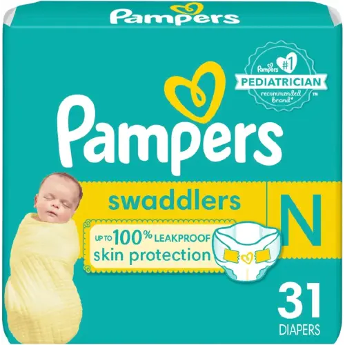 Newborn - Pampers Baby Diapers - Swaddlers - Size 0, 31 Count, Ultra Absorbent Disposable Newborn Diaper