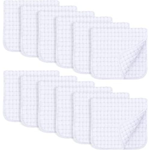 SWEET DOLPHIN 12 Pack Muslin Burp Cloths Large 100% Cotton Hand Washcloths for Baby - Baby Essentials Extra Absorbent and Soft Boys & Girls Milk Spit Up Rags for Newborn Registry - White, 20" X10"