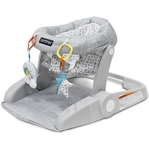 Summer Infant Learn-to-Sit 2-Position Floor Seat (Heather Gray) – Sit Baby Up in This Adjustable Baby Activity Seat Appropriate for Ages 4-12 Months – Includes Toys, Funfetti Neutral
