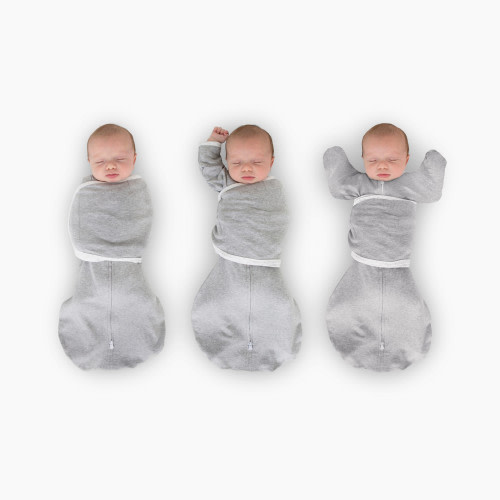 SwaddleDesigns Omni Swaddle Sack with Arms Up Half-Length Sleeves and Mitten Cuffs - Heathered Gray, Small 6-14 Lbs (0-3 Months)