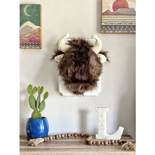 Faux Taxidermy Buffalo - Bison Plush Wall Mount | Woodland Nusery | Mountain Nursery