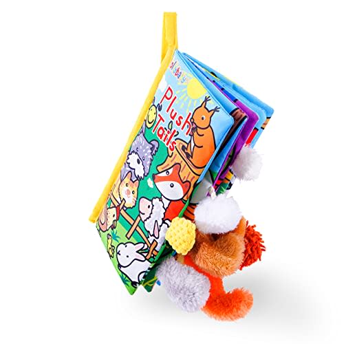 Jollybaby Soft Baby Cloth Books, Crinkle Tail Book, Sensory Teething Books for Babies, Infants & Toddler, Early Children Development Interactive Baby Girl & Boy Toys Gift(Plush)