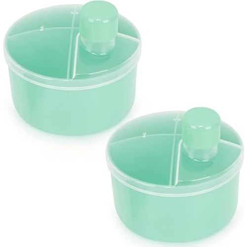 Accmor Formula Dispenser On The Go, Non-Spill Rotating Four-Compartment Formula Container to Go, Milk Powder Snack Storage Container for Infant Toddler Travel Outdoor, Green, 2 Pack