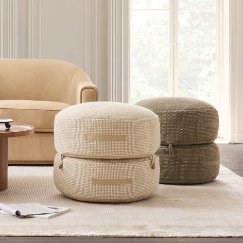 Modern Round Stacked Pouf
