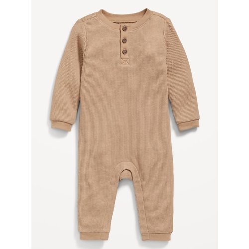 Long-Sleeve Thermal-Knit Henley One-Piece for Baby