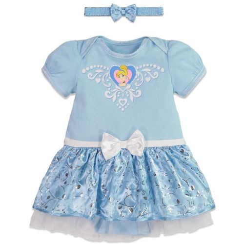 Disney Princess Cinderella Infant Baby Girls Cosplay Dress And Headband Blue 12-18 Months