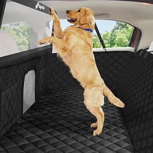 Snagle Paw Dog Car Seat Cover & Back Seat Extender,31"Super High Pet Barrier with Anti-Slip Hard Bottom Hammock Holds 440lbs,Water-Resistant Car Seat Protector for SUV,Trucks,Easy-Clean,Patent Pending