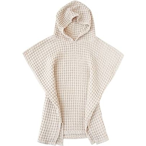 Konssy Waffle Hooded Baby Towels, Soft and Absorbent Baby Bath Towel for Gentle Care Neutral Baby Towels for Newborn, Baby Girls and Boys, Infant, Toddler(Oat)