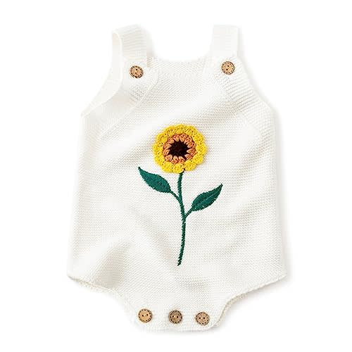 Simplee kids Baby Girls Sunflower Knit Rompers Knit Clothes for Newborn Baby Girls