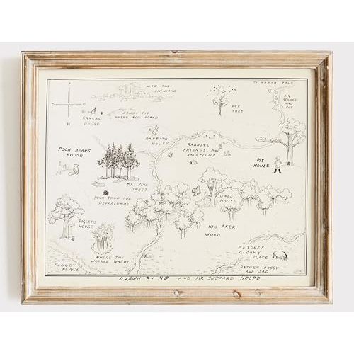 Winnie The Pooh Hundred Acre Wood Map - 11x14 Art Print (Unframed) | Neutral Nursery Decor | Kids Bedroom Wall Decor | A. A. Milne | Boys Room or Girls Room Artwork | Vintage Original Drawing