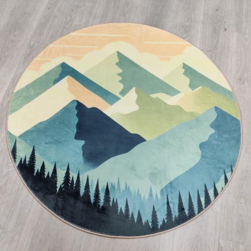 Mountain Ranges Rug, Kids Rug, Floor Rug, Mountain Graphic Rug, Graphic Rugs, Girls Room Decor, Gift Decor For Kids, Circle Rug, Area Rug