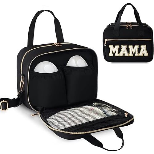 Rain Bunny Wearable Breast Pump Compatible with Elvie and Medela Pumps, Cooler Bag with Shoulder Strap for Work, Travel and Family Use (Black)
