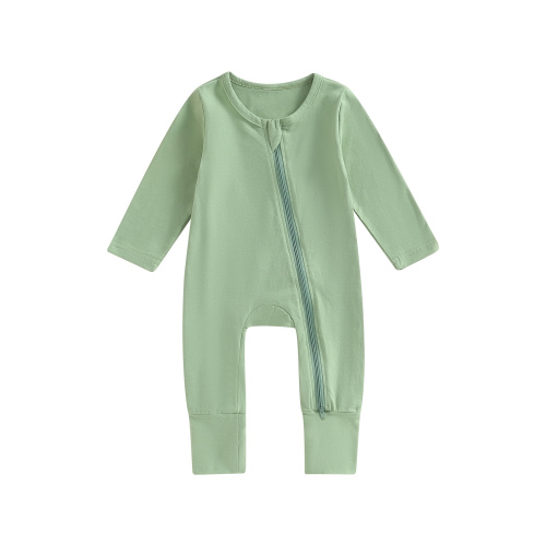Newborn Baby Girl Boy Jumpsuit Solid 2 Way Zipper Footless Pajamas Sleepers Fall Winter Romper