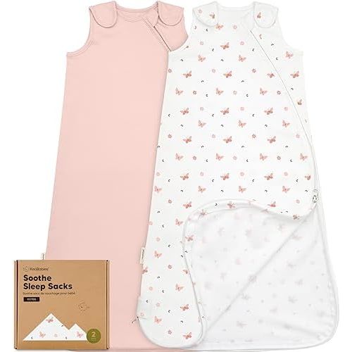 2-Pack Organic Baby Sleep Sacks, 100% Cotton - Soft & Breathable 0.5TOG Baby Wearable Blanket, Toddler Sleeping Sack