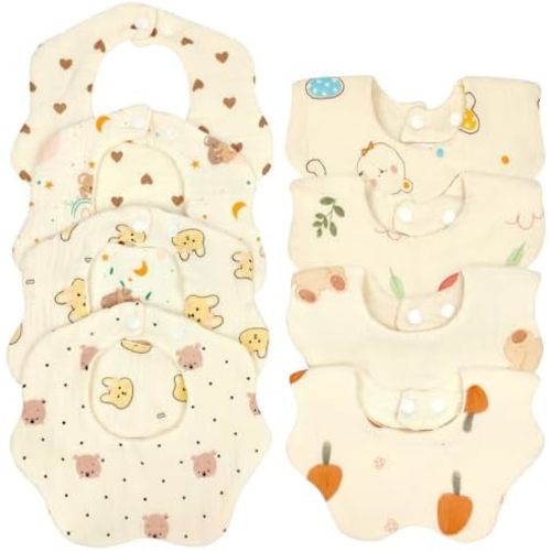 EllieHouse Baby Bibs for Girls Boys 8 Pack Muslin Drool Teeth Drooling Teething Bibs Muslin Cotton for Toddler Infant