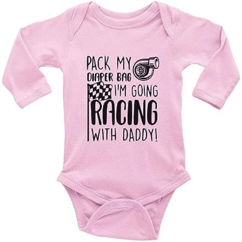 Pack My Diaper Bag I'm Going Racing with Daddy Baby Rompers Bodysuit Infant Long Sleeve Playsuit