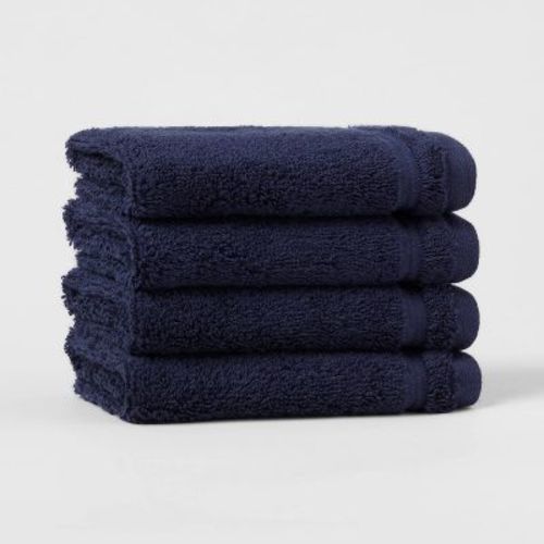 4pk Total Fresh Antimicrobial Washcloth Set Navy - Threshold™