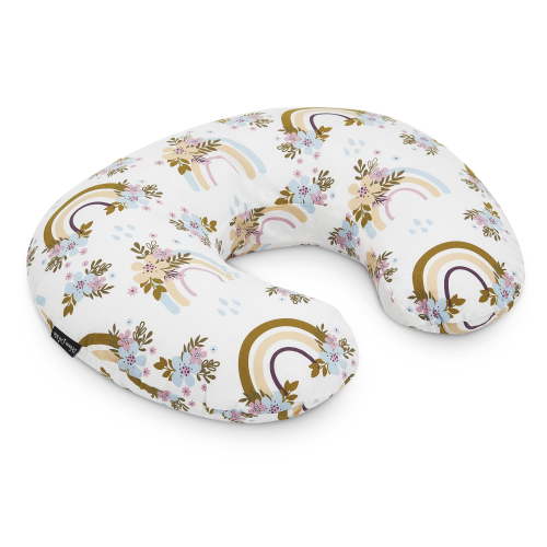 Dream On Me Beeboo Nursing Pillow and Positioner, Breastfeeding and Bottlefeeding Pillow, Removable and Washable Pillow Cover, Soft and Breathable Fabric in Rainbow White