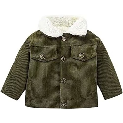 Noubeau Baby Boys Girls Corduroy Jacket Kids Toddler Sherpa Lined Top Lapel Button Down Thicked Warm Coat Winter Outerwear
