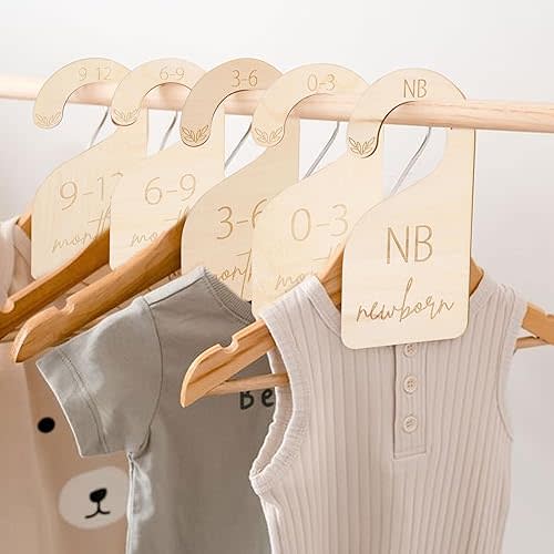 Wooden Baby Closet Dividers - Baby Nursery Closet Dividers, Babies Closet Baby Shower,Size Markers for Babies,Wooden Closet Dividers Baby