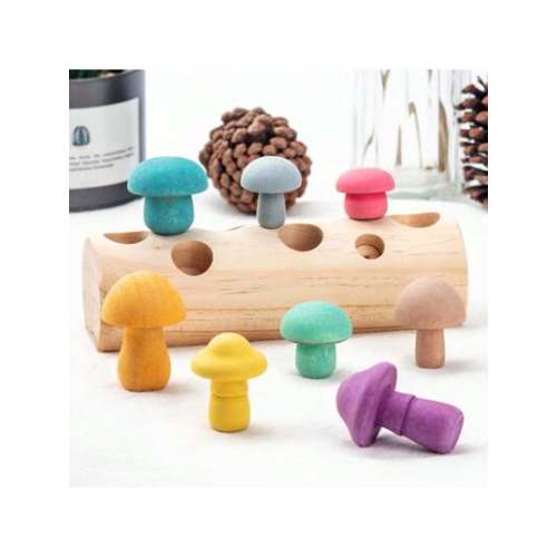 Pretend Play Pick Mushroom Game, Fun Wooden Mushroom Picking Toy For Baby Early Education Focus Training