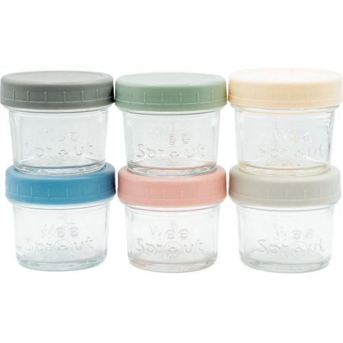 WeeSprout Glass Baby Food Storage Jars with Lids, Reusable Small Containers, 4 oz, 6 Pack