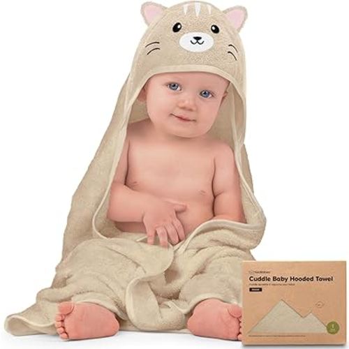 KeaBabies Baby Hooded Towel - Viscose Derived from Bamboo Baby Towel, Toddler Bath Towel, Infant Towels, Large Hooded Towel, Organic Baby Towels with Hood for Girls, Babies, Newborn Boys (Cat)