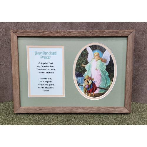 Guardian Angel custom framed print with The Guardian Angel prayer