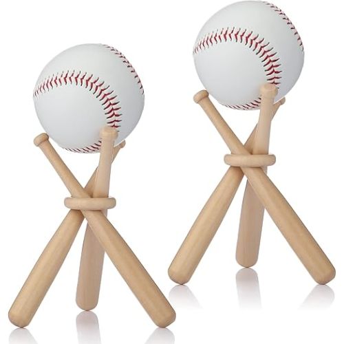 Honoson Baseball Stand Holders Balls Display Bat Wooden Stand Holder Display Centerpieces Tables for Baseball Sports Lover