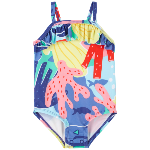 Baby 1-Piece Coral Swimsuit - 6M - Style,Blue