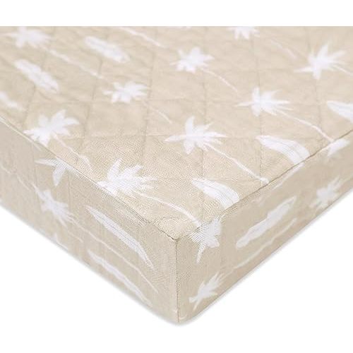 Babyletto 100% Quilted Organic Cotton Changing Pad Cover, GOTS-Certified, Fitted 360°, Ultra-Soft and Breathable Muslin - Beach Bum