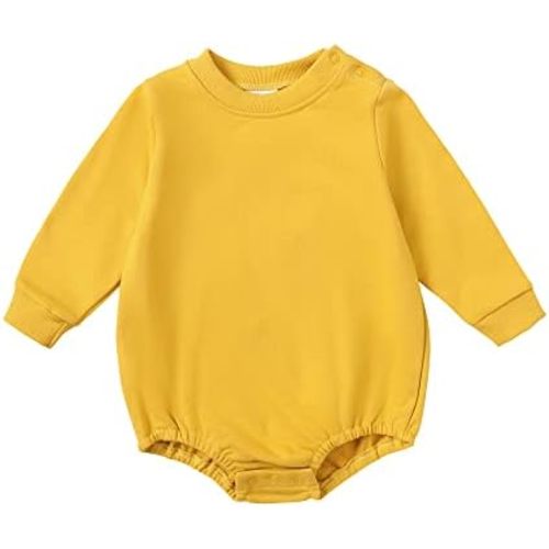 OPAWO Baby Sweatshirt Romper Onesie Newborn Girl Boy Bubble Romper Infant Crewneck Oversized Sweater Bodysuit Clothes Outfits