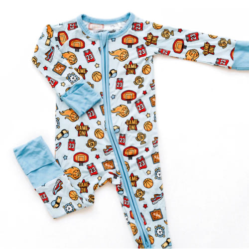Basketball One-Piece: Stylish Bamboo Double Zipper for Kids