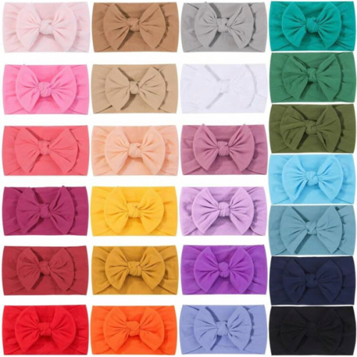 25 PCS Baby Headbands Soft Nylon Hairbands With Bows Girls Hair Accessories For Newborn Infant Toddler Kids Handmade