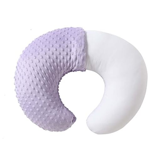 Nursing Pillow and Positioner, Breastfeeding, Bottle Feeding, Baby Sitting Support with Removable Ultra Soft Cover, Tummy Time Support for Baby Boys and Girls (Orchid)