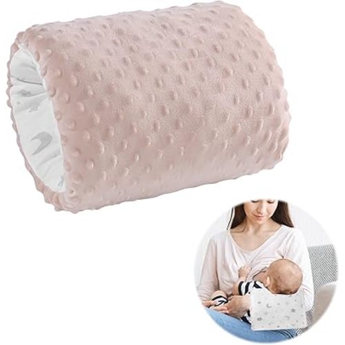 ROYALAY Arm Pillow for Feeding Baby, Soft Cotton Bottle Breast Feeding Pillows for Babies, Double-Sided Available Headrest for Newborn, Pink