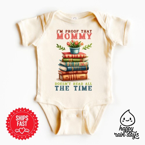 I'm proof mommy doesn't always read books baby onesie®, funny baby bodysuit, i'm proof funny baby gift baby shower gift boys shirt