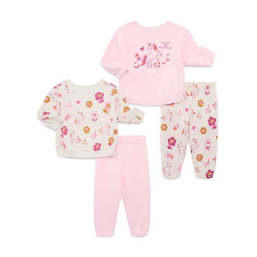 Garanimals Baby Girl 4-Piece Fleece Outfit Set, Sizes 6-24 Months