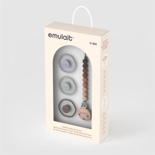 Emulait - 3Pk Pacifier & Clip Gift Set, 0/6M | MacroBaby