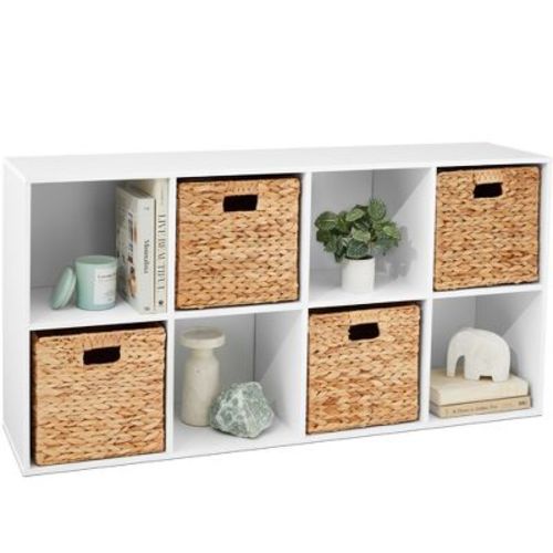 Best Choice Products 8-Cube Bookshelf, 13.5in Display Storage System, Organizer w/ Removable Back Panels - White