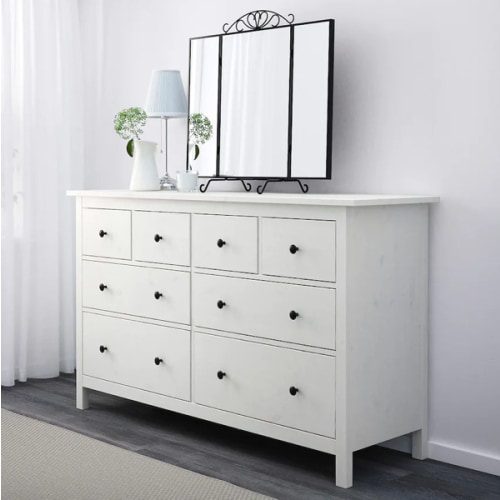 White HEMNES 8-drawer dresser - changing table