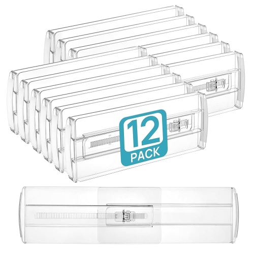 Amazon.com: Vtopmart 12 Pack Drawer Dividers for Clothes, 4" High 10.2"-16.6" Adjustable Expandable Dresser Drawer Organizer, Clear Plastic Separators for Dresser, Baby Clothing, Underwear, Cosmetic, Toiletries : Home & Kitchen