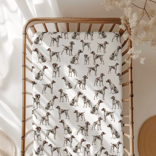 German Shorthaired Pointer Standard Crib Sheet. Dog Nursery. Dog Lover Baby Shower Gift. Puppy Nursery Decor. New Baby Gift. Mini Crib Sheet
