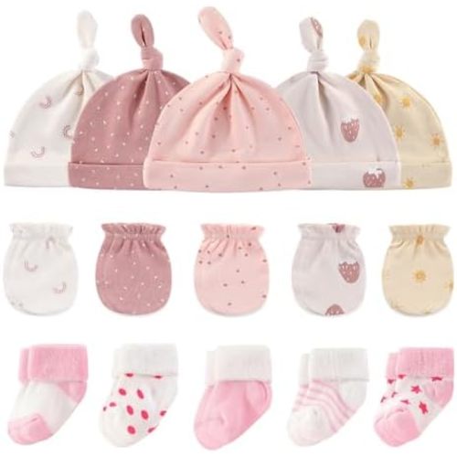 Baby Hats Mittens and Socks Set Cotton Newborn Hat Beanie Soft Infant Girls Boys Caps Gloves 0-6 month