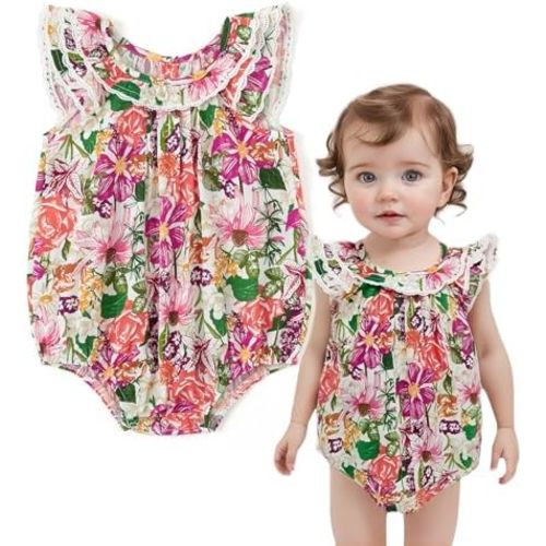 Simplee kids Baby Girl Sleeveless Romper Newborn Infant Girls Ruffled Onesie One-Piece Summer Outfit Rompers 3M-3T