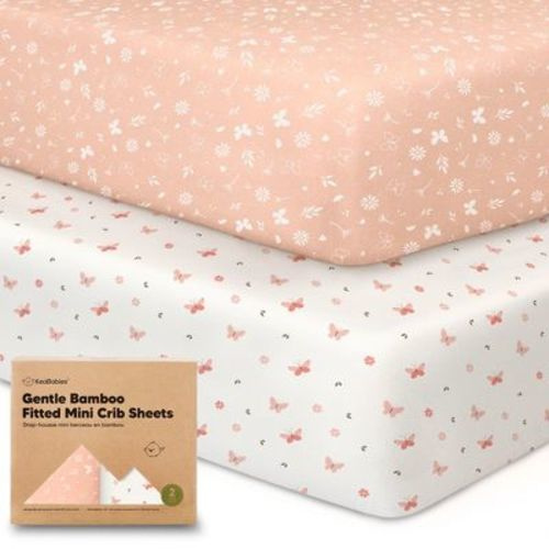 Keababies 2-pack Isla Mini Crib Sheets, Pack And Play Sheets Fitted, Pack N Play Sheets, Fitted Crib Sheet (butterflies)