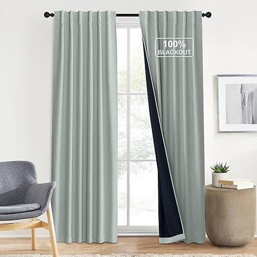 NICETOWN Eggshell Blue Velvet Curtains 84 inches Long, 100% Blackout Curtains for Living Room, Thermal Insulated Noise Reducing Soft Luxury Window Decor for Kids Bedroom, W52 x L84 inches, 2 Panels