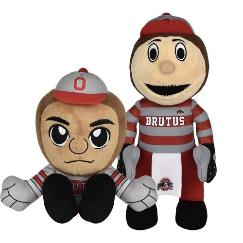 Bleacher Creatures Ohio State Brutus Buckeye Bundle- 10" Plush Figure & 6" Sitting Kuricha Plushie - Mascot Superstars for Play or Display
