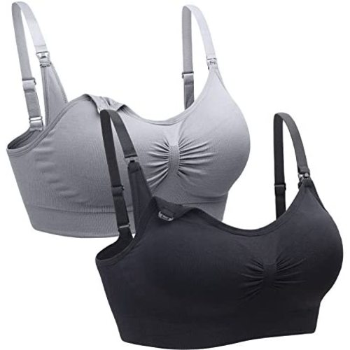 Suekaphin 2PACK Nursing Maternity Bra for Pregnancy Women Breastfeeding Comfortable Sleeping with Extenders